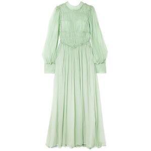 NWOT STELLA MCCARTNEY Ruffled Silk-Chiffon Gown($2131) Light Mint Green Sz 48/12